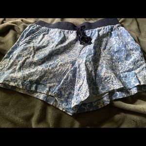 Flower Print Drawstring Pajama Shorts